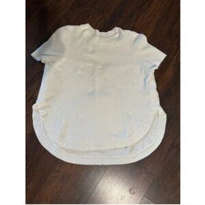 Anthropologie Sweater‎ Top Short Sleeve Knit High Low Hem White Size A